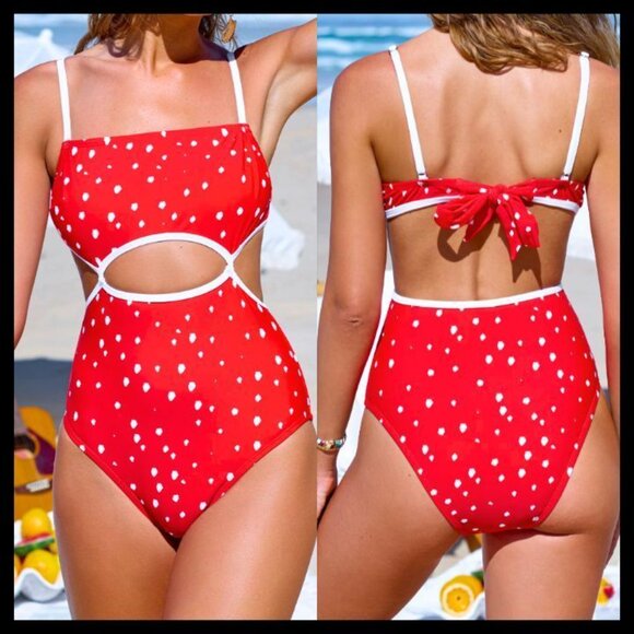 Cupshe Strawberry Whimsy Abstract Bikini Set — NWT Floral Print Swimwear - Picture 1 of 3